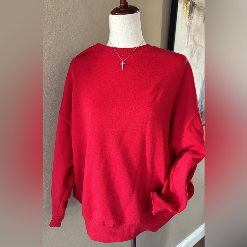 Women's Red Oversized Fleece Sweatshirts